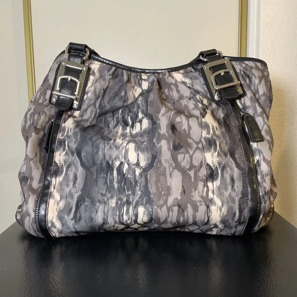 Vintage Etienne Aigner Black Canvas w/Faux Leather Black Trim Shoulderbag Purse